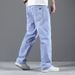 American Straight-leg Pants Spring And Summer New Loose Large Straight-leg Jeans Men's Fat Plus Size Simple Denim Trousers_mkmklike.com