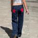Cross-Border European And American Retro Y2K Hot Girl Back Star Denim Color Block Patchwork Casual Pants_mkmklike.com