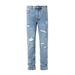 Slim Straight Leg Jeans For Men Punk Style Ripped Vintage Washed Casual Long Pants Street Fashion Button Closure_mkmklike.com