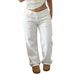 Women's Retro Low Waisted Wide Leg Pants Solid Color Loose Fit Denim Trousers Export Style_mkmklike.com