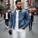 Men's Slim Fit Denim Jacket Spring Versatile With Slight Stretch Polyester Fabric_mkmklike.com