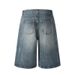 Vintage Washed Denim Capri Pants With Lightning Fade - Unisex Mid-Length Shorts For Cleanfit & Retro American Style_mkmklike.com