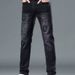 European And American Trendy Brand Black Printed Jeans For Men, 2025 Autumn Korean Style Slim Fit, Stretchy Casual Trousers._mkmklike.com