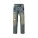 Vintage Washed Distressed Denim Jeans For Men - Relaxed Fit Straight Leg Retro Streetwear Pants With Ripped Details_mkmklike.com