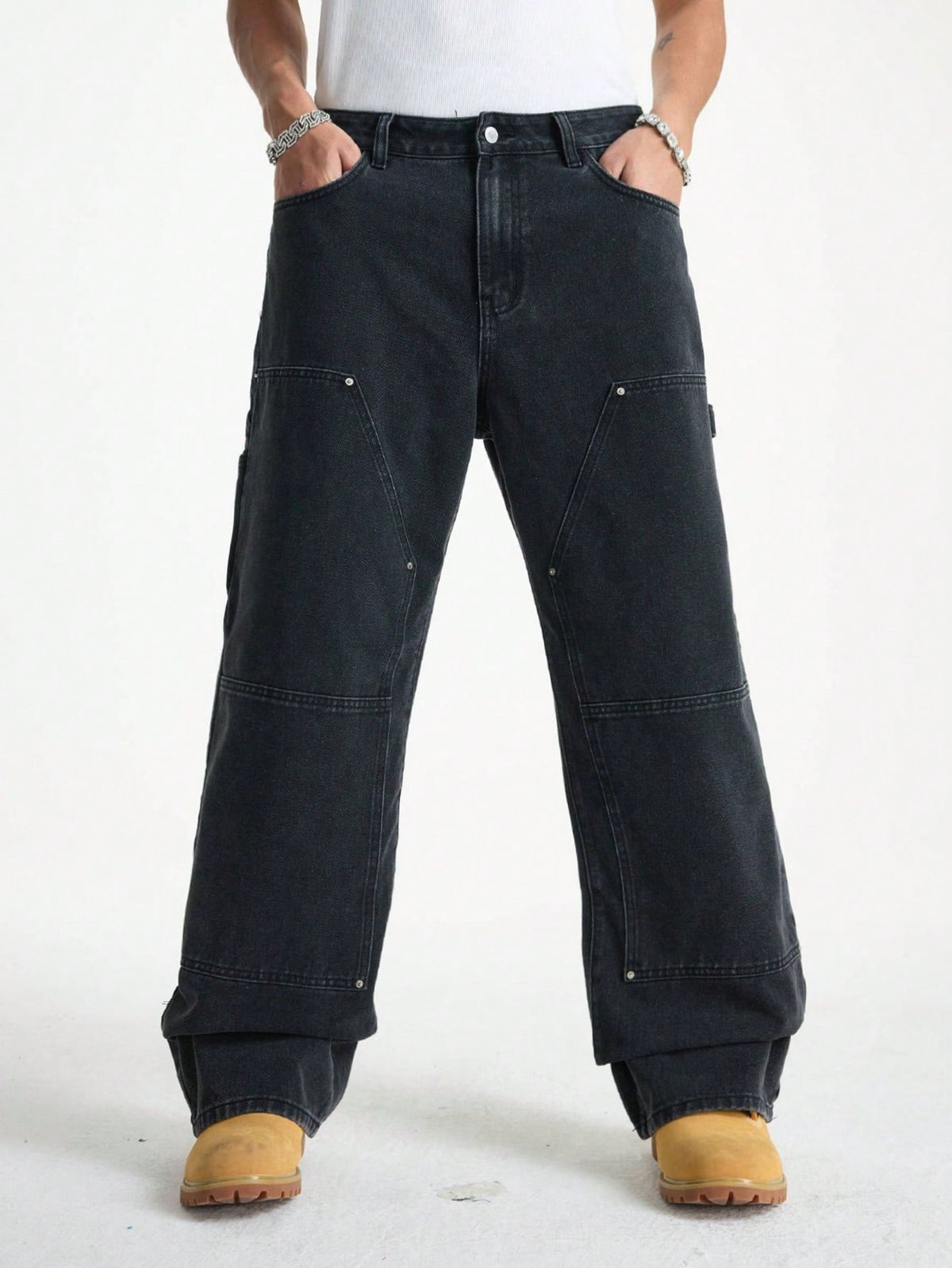 Streetwear Washed Denim Jeans - High Waist Button Fly Straight Leg Pants For Men & Women (Black) Fashion Trends_mkmklike.com