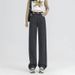 Women's Clothing High Waist Wide Leg Jeans - Winter Stretch Denim Pants With Flared Fit, Comfortable & Slimming Straight Leg Trousers_mkmklike.com