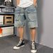 Men's Loose Fitting Wide Leg Cargo Denim Shorts Multi Pocket Casual Summer Style Trendy And Cool Plus Size Five Point Shorts_mkmklike.com