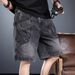 Heavyweight Washed Utility Cargo Shorts – Vintage Industrial Denim With Multi-Pocket Design (Summer Streetwear, Techwear-Inspired Aesthetic)_mkmklike.com