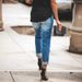 Women's Straight Leg Jeans Ripped Details Stretch Cigarette Pants European American Style Denim_mkmklike.com