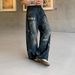 Vintage-Inspired Paint-Splatter Jeans For Men – Distressed Denim With Artistic Washed Effect Relaxed Straight-Leg Fit_mkmklike.com