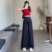 Tencel Denim Blue Wide-Leg Jeans For Women, Summer Thin High-Waisted Slimming Loose Drapey Floor-Length Straight Pants_mkmklike.com