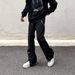 American High Street Vibe Style Casual Buttoned Jeans For Men With Zipper Slit Design Loose Straight Floor-Length Pants_mkmklike.com