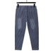 Spring And Summer New Large-size Men's Clothing Line Color Matching High-elastic Small Straight Jeans Men's Drawstring Waist Hard-grain Men's Pants_mkmklike.com