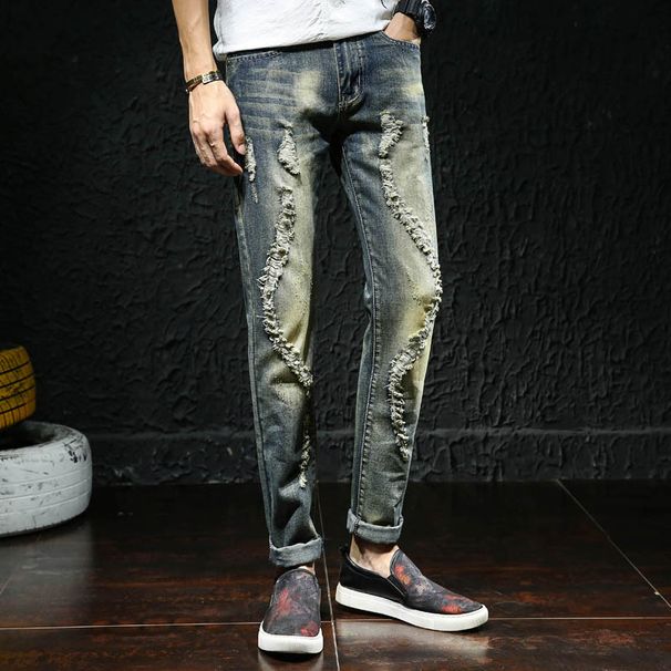 Men's Clothing New Fashion Jeans, Slim Fit, Retro Trend, Ripped, Plus Size Pants_mkmklike.com