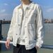 Spring And Autumn INS Brand Denim For Men Korean Trendy Pocket Workwear Jacket Hong Kong Style Loose Versatile Top_mkmklike.com