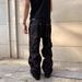 Men's High Street Vintage Jeans – Slim Fit With Subtle Flare, Retro Black Denim For Urban Streetwear (Sizes S-3xl)_mkmklike.com