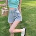 Women's Clothing Niche Design Cuffed Denim Shorts For Women Summer High Waist Loose Slimming Small All Match Wide Leg Hot Pants_mkmklike.com