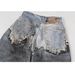 Men's Clothing Unisex Heavy Duty Distressed Patchwork Ripped Scimitar Jeans Style Loose Wide Leg Trendy 3D Printed Floor Length_mkmklike.com
