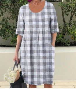 Women's Clothing Long Sleeve Round Neck Pocket Solid Color Large Swing Dress Royal Blue Rose Red_mkmklike.com