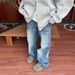 Men's Clothing Ice Blue 517vibe Lightning Burst Blue Cleanfit Jeans Heavy Washed Flared Pants_mkmklike.com