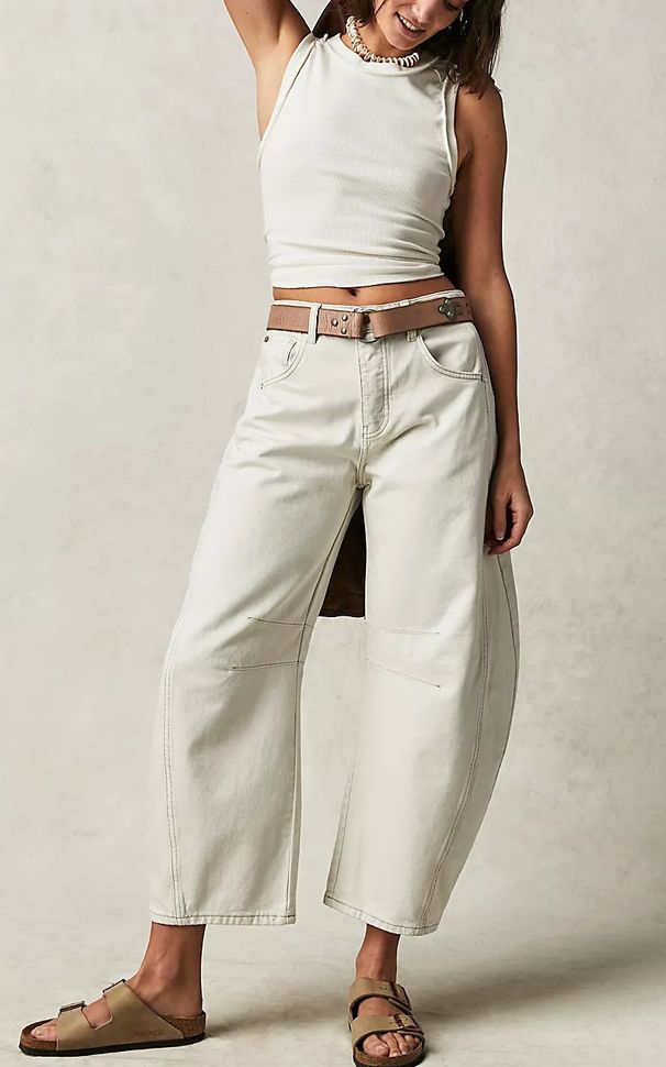 Women's Wide Leg Loose Jeans Medium Low Waist Washed Denim 2024 New Cross Border European American Style K306_mkmklike.com