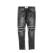 Men's Black And Blue High Street Motorcycle Patchwork Jeans Denim Fashion Casual Trousers_mkmklike.com