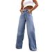 American Retro Straight Ripped Jeans Women's European And American Summer New Wide Leg Pants_mkmklike.com