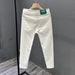 Men's Slim Fit Skinny Jeans Solid Color Trendy Casual White Pants Low Waist Standard Thickness Slight Stretch For Younger Men_mkmklike.com