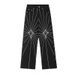Men's Spider Web Embroidered Straight Leg Denim Jeans - Bluish & Black Options, Sizes M To XXXL_mkmklike.com