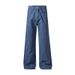 Nordmann MUCHU Clothing | American High Street Cleanfit Slightly Flared French Work Blue Jeans Men's Loose Casual Straight Long_mkmklike.com