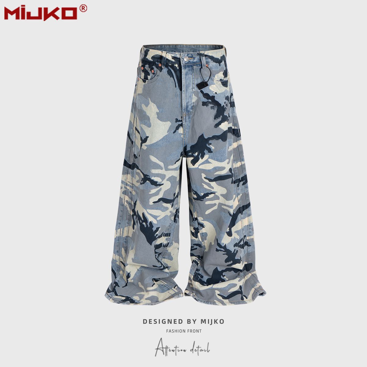 Men's Clothing Wide Leg Loose Trousers, Jeans Snow Camouflage Jeans_mkmklike.com