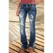 Women's Low-Rise Distressed Button-Fly Jeans | Vintage Washed Denim | Relaxed Fit & Stylish Ripped Details_mkmklike.com