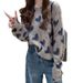 Chicco 2025 Autumn New Korean Style Versatile Heart Long Sleeve Knitted Sweater Slimming Wide Leg Jeans Two-Piece Set For Women_mkmklike.com