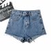 Women's Clothing Summer Solid Color High Waist Slim And Long Legs Cut Edge Old Raw Edge Denim Shorts Women's Pants_mkmklike.com