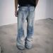 Heavyweight Vintage Washed Jeans For Men – Distressed Blue Denim, Relaxed Straight Fit, Cleanfit Styling_mkmklike.com