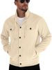 cardigan Long-sleeve Casual Sports Jacket With A Turn-down Collar, Corduroy Pockets, Button Closure, Fitted_mkmklike.com
