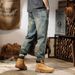 Large Size Men's Clothing Quality Spring And Autumn New Jeans Men's European And American Style Wind Yellow Mud Retro Jeans Men's Washed Men's Pants_mkmklike.com