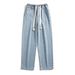 Men's Clothing Men's Straight Leg Wide Leg Jeans Trendy High Street Loose Casual Trousers Unisex Style Spring Summer_mkmklike.com