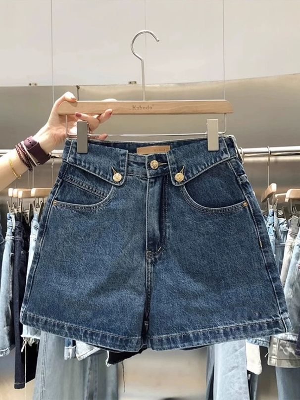 High Waisted Wide Leg Denim Shorts For Women European Style High End Design Summer Trendy A Line Hot Pants_mkmklike.com