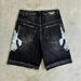 Retro Harajuku Loose Fit Printed Denim Shorts Casual Street Style Washed Capri Pants for Men Summer Fashion_mkmklike.com