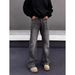"Men's Vintage Distressed Washed Jeans – Loose Straight Leg, High Street Retro Style, Floor-Length Casual Pants (S-3XL)"_mkmklike.com