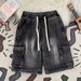 Men's Clothing Summer Youth Popular Harem Pants Lazy Men's Shorts Ins Trendy Mid Waist Straight Slightly Elastic Denim Shorts_mkmklike.com