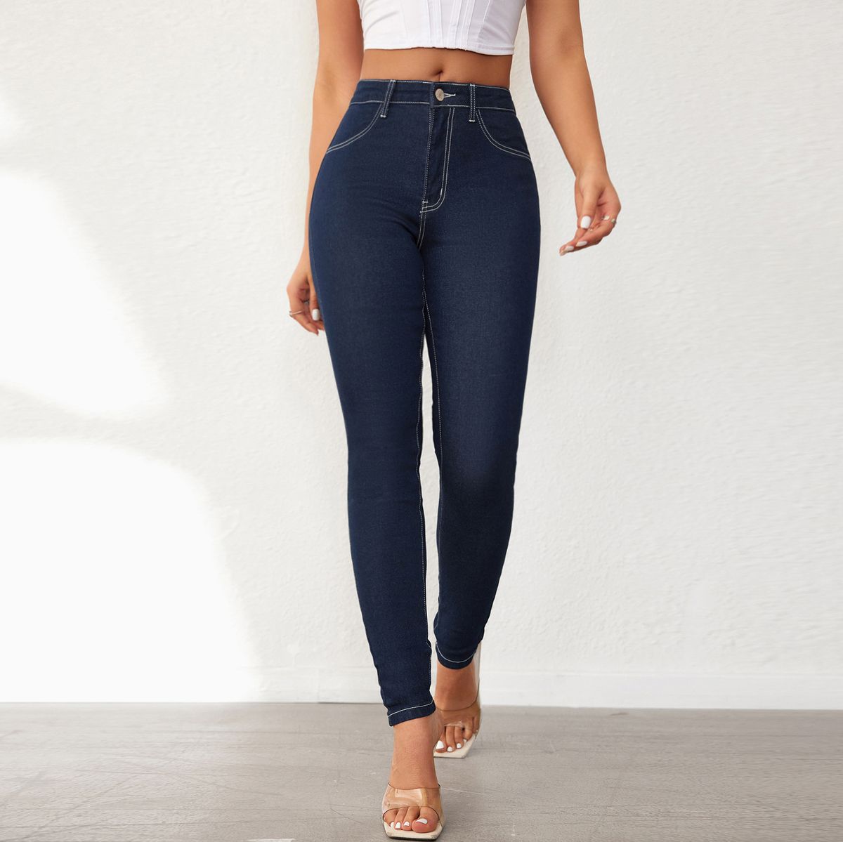 Women's High Waist Skinny Jeans - Stretch Denim Pencil Pants With Butt Lifting Effect, Comfortable & Stylish For Everyday Wear_mkmklike.com