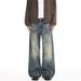 LKTM Men's Retro Washed Distressed Whiskered Loose Fit Jeans Unisex Vintage Style_mkmklike.com