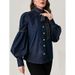 K European And American Style Women's Fashion New Lace Up Bow Denim Shirt_mkmklike.com