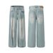 Men's Clothing Retro Niche Deconstruction Design Jeans Men And Women Loose Straight Loose Wide Leg Pants_mkmklike.com