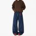 Retro Blue Narrow Wide-leg Jeans Men's Autumn 2026 New High-waisted Loose Straight-leg Pants Mopping Pants_mkmklike.com