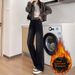 New Autumn And Winter Korean-style Jeans, Fleece-lined, Thickened, High-waisted, Slimming, Loose-fitting, With A_mkmklike.com