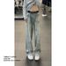 American Retro-style Splatter-paint Cat Scratch For Men, Spring Autumn, Washed And Distressed, Trendy Loose Straight-leg_mkmklike.com