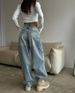 American Retro Low Waist Non Elastic Washed Straight Jeans For Women Autumn New Street Wide Leg Denim Pants For Women_mkmklike.com